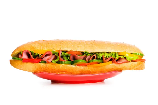 Sandwich largo aislado en el blanco —  Fotos de Stock