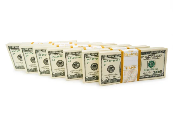 Zásobník dolarů izolovaných na bílém — Stock fotografie