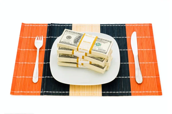 金融コンセプト - お金を食べる — ストック写真