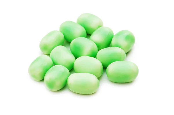 Green jelly beans isolated on the white — Stock Photo, Image