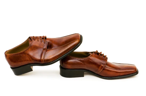 Elszigetelt fehér barna cipő — Stock Fotó