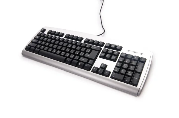 Keyboard perak diisolasi pada putih — Stok Foto