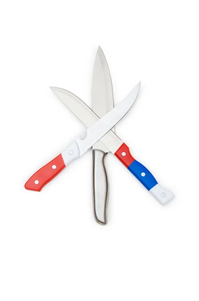 Μεταλλικά μαχαίρια απομονωμένη στο λευκό — Φωτογραφία Αρχείου