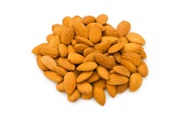 Fresh almonds isolated on the white — Stock Photo, Image