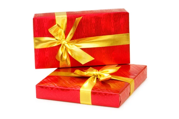 Gift boxes isolated on the white Stock Photo