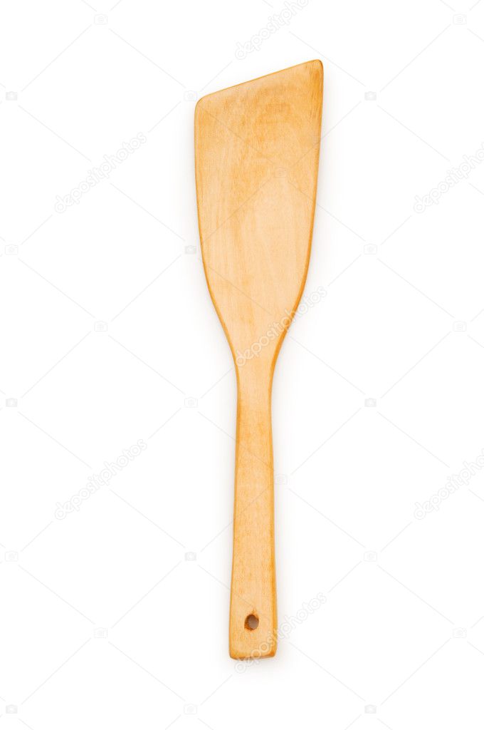 Wooden spatula isolated on the white