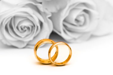 Roses and wedding ring isolated clipart