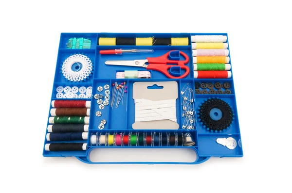 Primer plano del colorido kit de costura — Foto de Stock