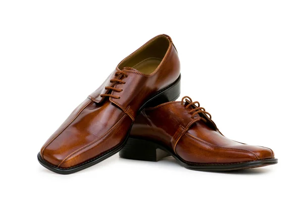 Bruine schoenen geïsoleerd op de witte — Stockfoto