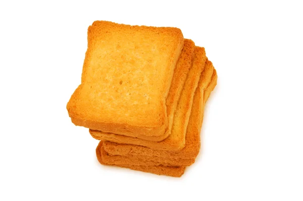 Pile de toasts frais isolés sur blanc — Photo