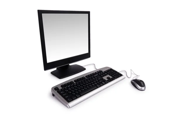 데스크톱 컴퓨터는 흰색 절연 — 스톡 사진