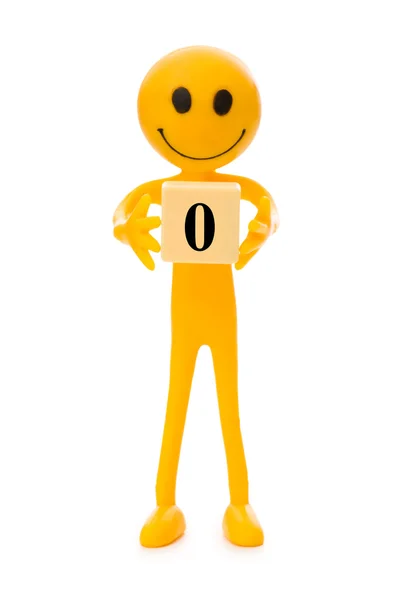Smiley holding the number isolated — Stock Photo, Image