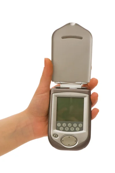 Telefon komórkowy z pustego ekranu na białym tle — Zdjęcie stockowe