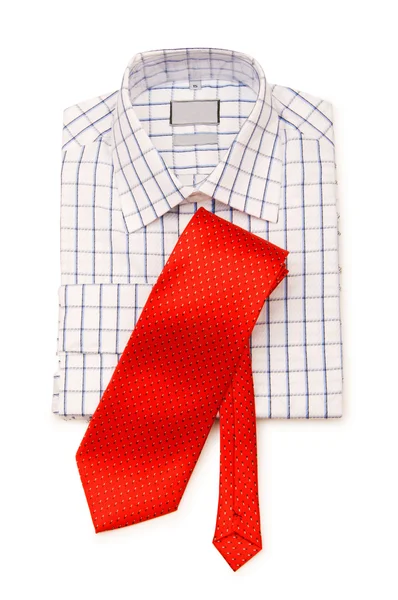 Gömlek ve kravat üzerinde beyaz izole — Stok fotoğraf