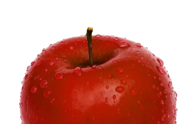 Zelené jablko s rosou, samostatný — Stock fotografie
