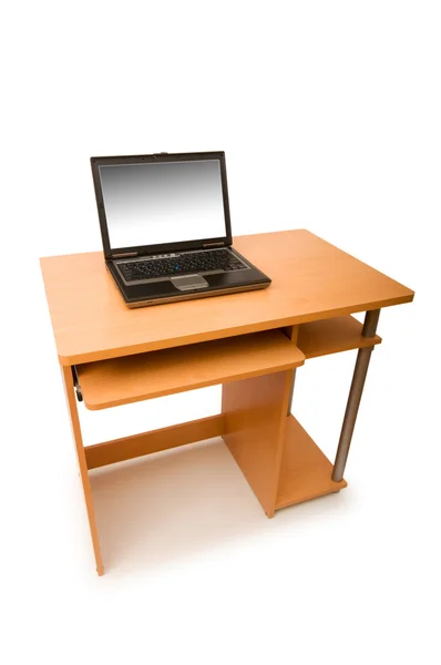 Laptop and desk isolated on the white — Stock Photo, Image