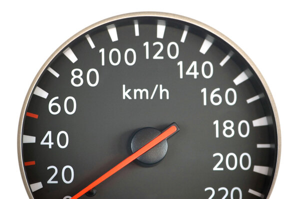 Close up of car speedometer