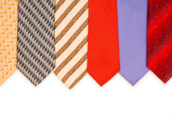 Выбор галстуков, изолированных на белом — стоковое фото
