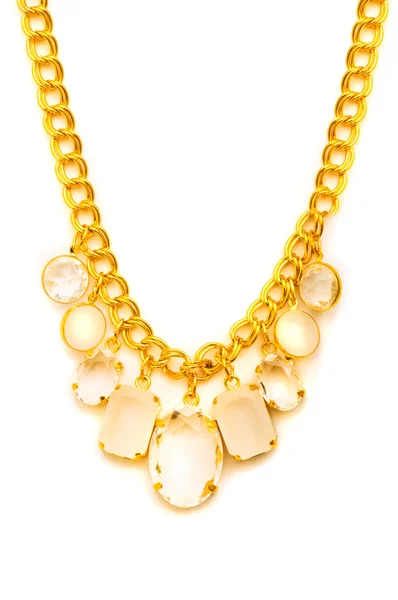 Zlatý náhrdelník, izolované na bílém — Stock fotografie