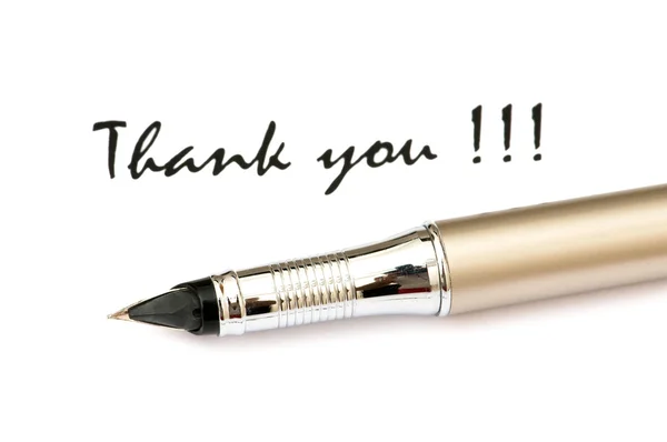 Thank you message and pen isolated — Stock Photo, Image