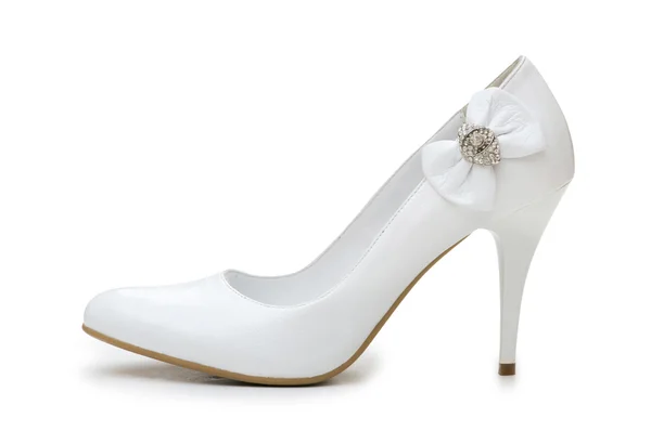 Üzerinde beyaz izole kadın ayakkabı — Stok fotoğraf
