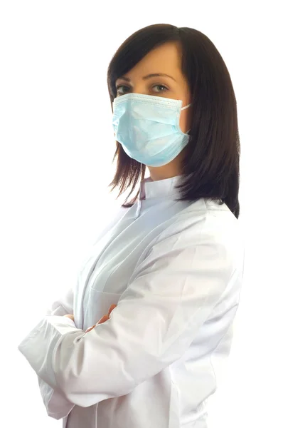 Γυναίκα γιατρό απομονωμένη στο λευκό — Φωτογραφία Αρχείου