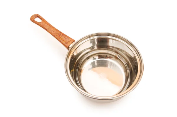 Silver saucepan isolated on the white — Stock Photo, Image
