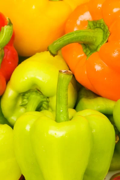 Bell peppers arranged at the market Stock Image