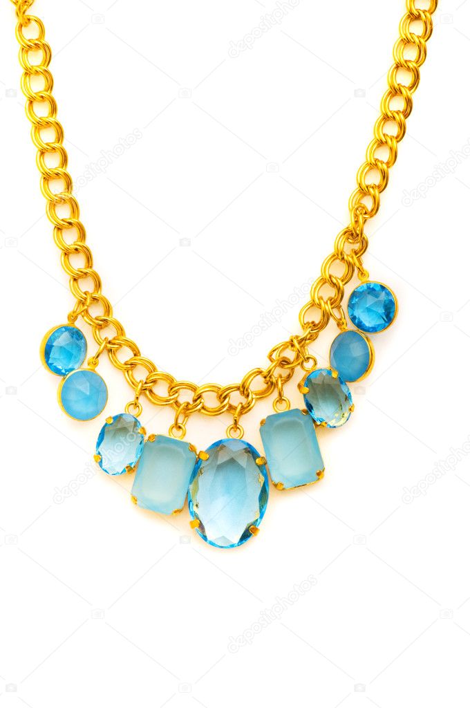Golden necklace isolated on the white