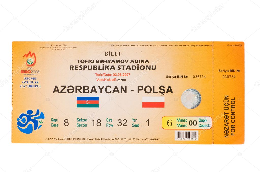 Football ticket isolated on the white
