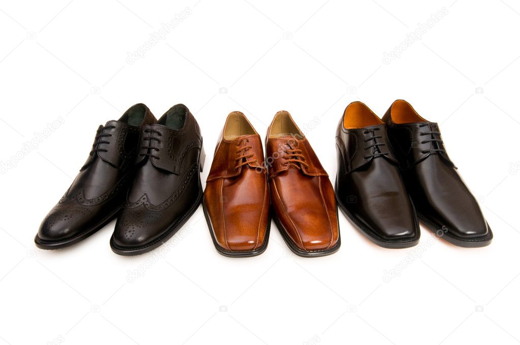 Selection of male shoes isolated
