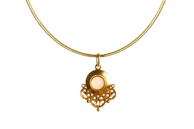 Pendant on golden chain isolated clipart