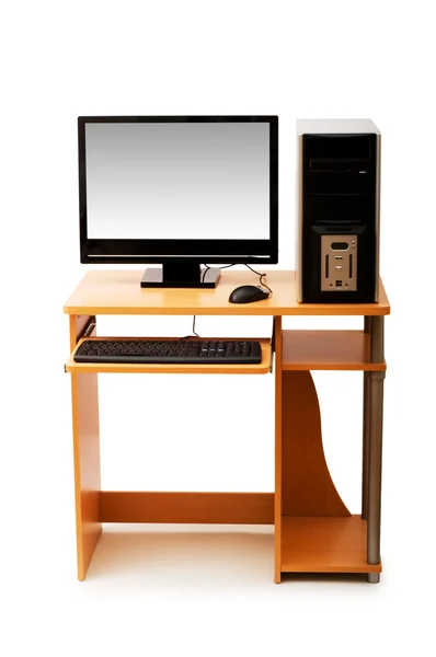 stock image Computer and desk isolated