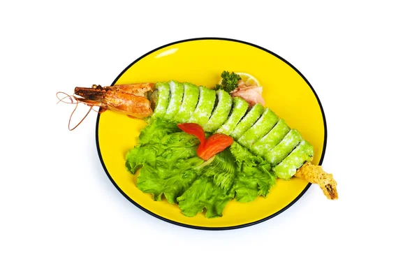 Sushi e caranguejo isolados no branco — Fotografia de Stock