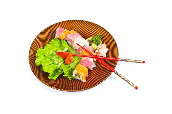 초밥 접시는 흰색 절연 — 스톡 사진