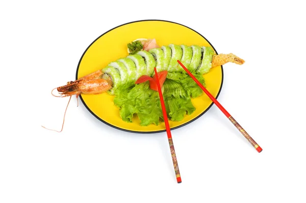 Sushi en krab geïsoleerd op de witte — Stockfoto