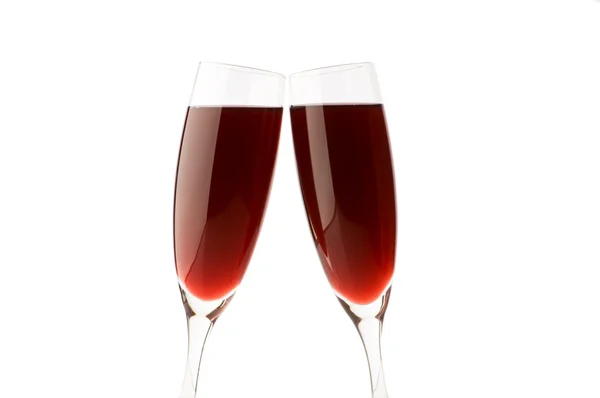 Due bicchieri di vino sul bianco — Foto Stock