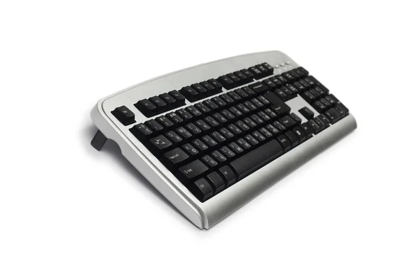 Срібна клавіатура ізольована на білому — стокове фото