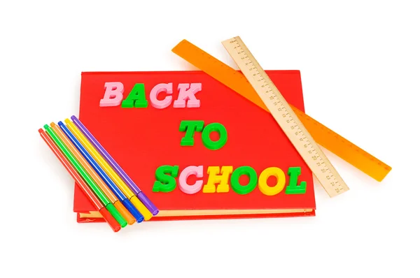 Concetto di ritorno a scuola con oggetti scolastici — Foto Stock