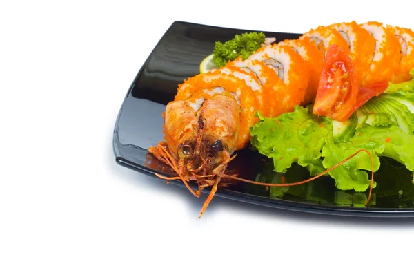Sushi e caranguejo isolados no branco — Fotografia de Stock
