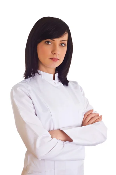 Жінка-лікар ізольована на білому — стокове фото