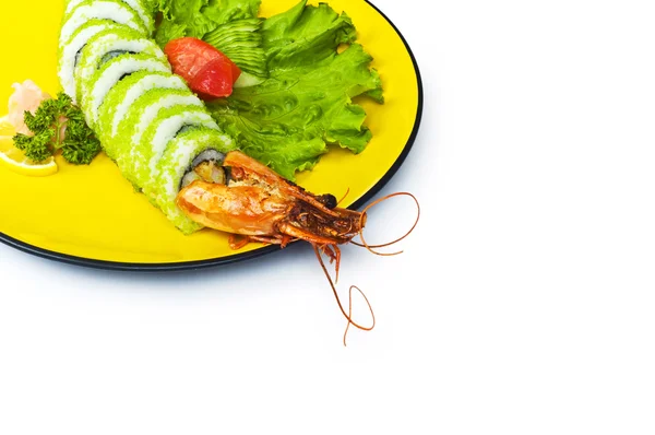 Sushi och krabba isolerat på vita — Stockfoto