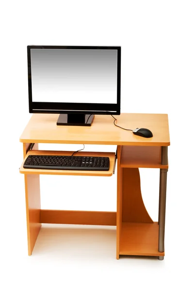 Computador e secretária isolados — Fotografia de Stock