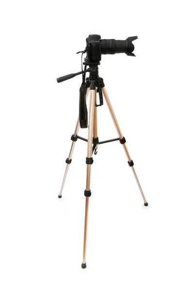 Triopod kamera üzerinde beyaz izole — Stok fotoğraf