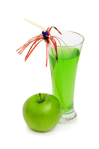 Πράσινο μήλο και χυμός απομονωθεί — Φωτογραφία Αρχείου