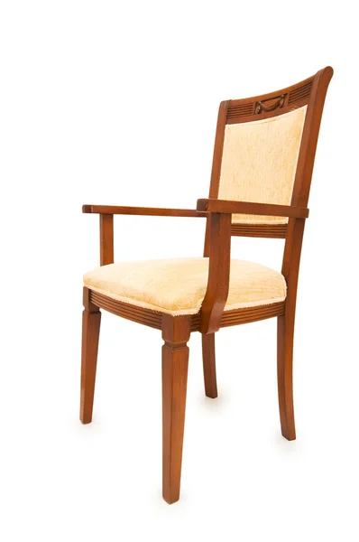 Ahşap sandalye üzerinde beyaz izole — Stok fotoğraf