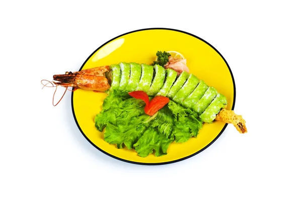 Sushi und Krabben isoliert auf dem weißen — Stockfoto