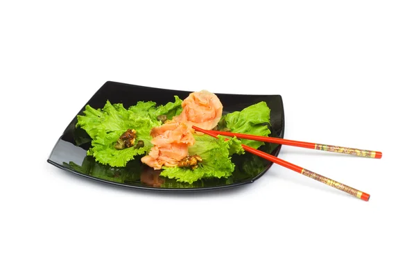 Sushi de salmão isolado no branco — Fotografia de Stock