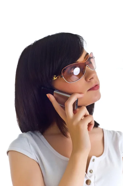 Cep telefonunuzda konuşan kadının yakın çekim — Stok fotoğraf