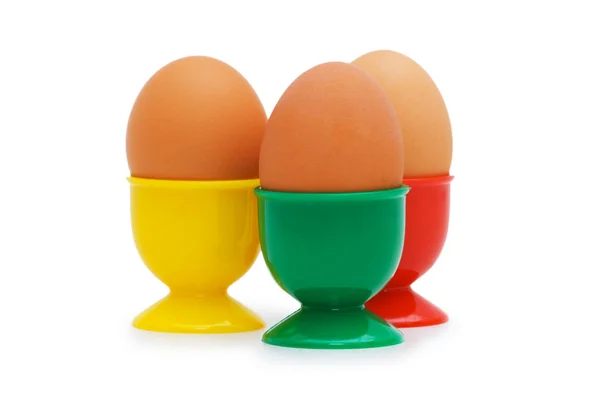 Tutucu izole kahverengi yumurta — Stok fotoğraf